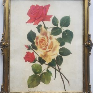 411- AGUARELA-QUADRO COM  FLORES
