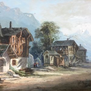 464-PINTURA-CASARIO JUNTO A LAGO
